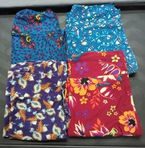 LuLaRoe 4 Pair Multicolored One Size Leggings Excellent Condition Fit Sz 2-10 - Picture 1 of 2