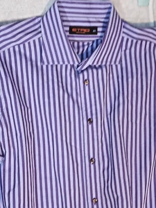 Camisa Etro Milano Para Hombre Grande 43 (XL) Rayas Púrpura Hecha en Italia Algodón Nueva Sin Etiquetas - Imagen 1 de 6