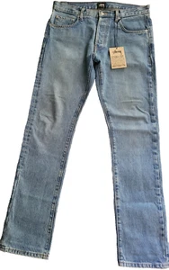 VINTAGE Stüssy Slim Ol Jeans 5-Pocket Button Fly Straight Leg Men 32 Made In USA - Picture 1 of 15