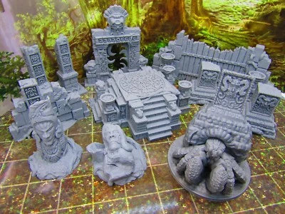 16 pc Ancient Jungle Temple Ruins Scatter Terrain Scenery 3D Printed Model - Image 1 of 4