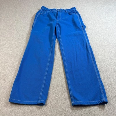 Pantalones Bershka Mujer 8 Azul Pierna Recta Carpintero Ropa de Trabajo Carga Sueltos Sueltos Foto 1 de 4