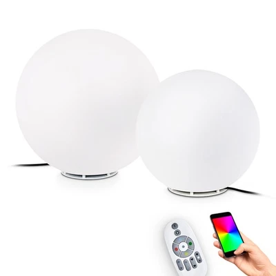 HOFSTEIN Alice Kugellampe 2er Set aus Kunststoff Garten Wegelampe Fernbedienung - Bild 1 von 4