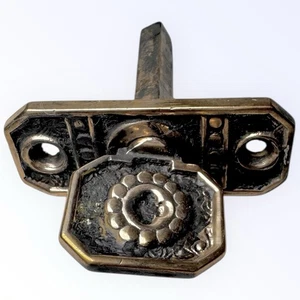 ANTIQUE CAST BRASS THUMB TURN EASTLAKE DOOR KNOB HARDWARE - Picture 1 of 4