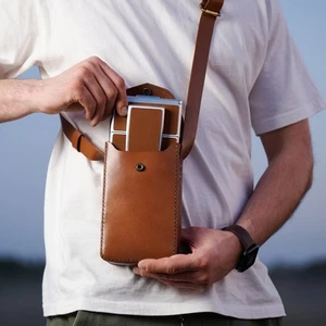 Sac en cuir pour appareil photo Polaroid SX-70 - Marron, cadeau photographe artisanal, - Photo 1 sur 7