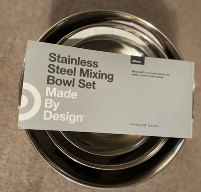 NUEVO Juego de 3 tazones mezcladores de acero inoxidable Target Made By Design 2,4,6 cuartos Foto 1 de 3