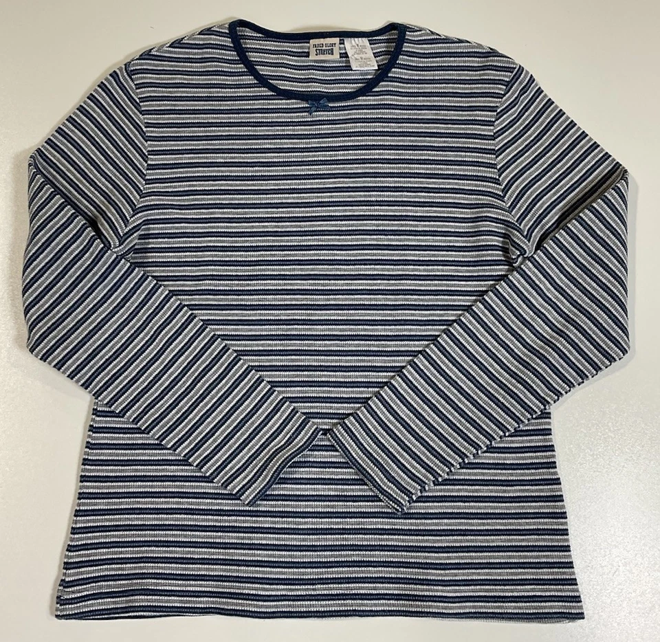Vintage Faded Glory Striped Long Sleeve Thermal Sz M Stretch Fairy Grunge Y2K - Image 1 of 4