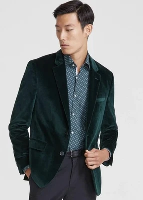 Hugo Boss Men's Green Velvet Solid Two-Button Sport Coat Jacket Suit Size 36R - Image 1 of 4