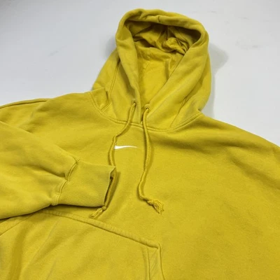 Sudadera con Capucha Nike Para Mujer Mediana Amarilla Polar Sudadera Centro Swoosh Canguro Bolsillo Foto 1 de 4