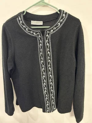 Cárdigan de Colección Vestido Granero Abuela Suéter Mujer Grande Negro Bordado Foto 1 de 4