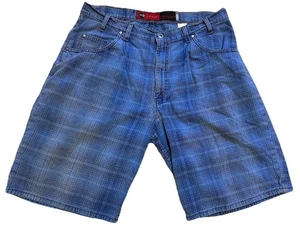 SHORTS VAQUEROS A CUADROS LEVI’S PLATEADOS AÑOS 90 Talla 38 Sueltos - Imagen 1 de 6