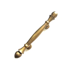 large 40cm DOOR handle pull solid SPUN aged brass old style hollow hidden fixing - Bild 1 von 9