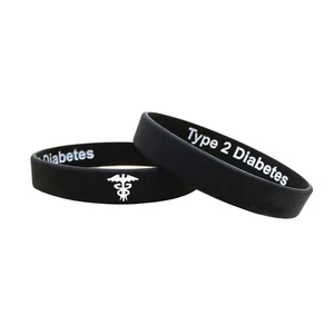 Pulsera Médica Diabética Tipo 2 T2 Diabetes Silicona Pulseras Identificación Oculta - Imagen 1 de 16