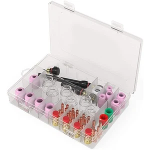 Juego de 12 lentes de gas obstinados con antorcha TIG de 71 piezas para soldadura TIG 1634 -17/18/26 - Imagen 1 de 7