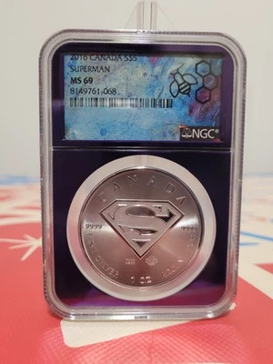 2016 CANADA $5 Superman Queen Elizabeth II NGC MS 69 Coin 1 Oz Silver Coin - Image 1 of 4
