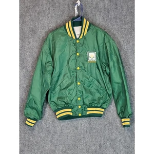 Vintage DeLONG Cheeseman Bomber Jacket Mens Medium Green Yellow USA Made Packers - Picture 1 of 9