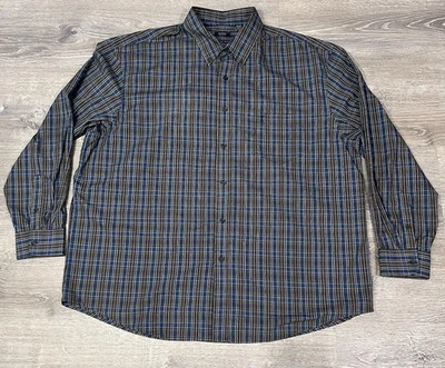 Arrow USA 1851 Button Down Shirt Mens Sz XXL  Multi Color Navy Blue/Brown Plaid  - Image 1 of 4