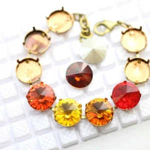 Armbandfassung 14mm Rivoli Rund Roh Mesing für Glas & Cabochons DIY Schmuck - Picture 1 of 16