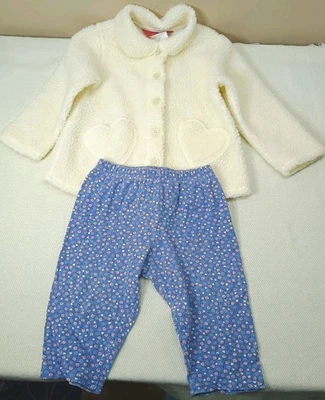 Conjunto de 2 piezas de lana Sherpa camisa y pantalones florales vintage Esprit para niñas talla 3T Foto 1 de 4