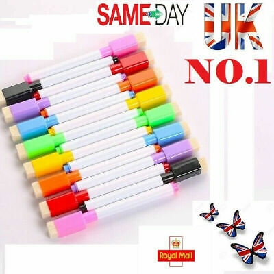 White Board Markers 8 Color Whiteboard Mark Magnetic Markers Pens Pen Dry Eraser • 2.95£
