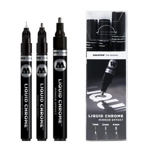 Juego de bolígrafos de cromo líquido Molotow - paquete de 3 marcadores de bomba metálica - puntas de 1, 2 y 4 mm - Imagen 1 de 4