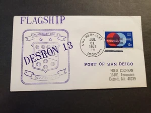 USS BERKELEY DDG-15 Naval Cover 1975 Cachet San Diego, CALIF USS HULL DD-945 - Picture 1 of 2