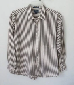 Cambridge Classics gray white striped long sleeve button front shirt *Sz 17-1/2* - Picture 1 of 5