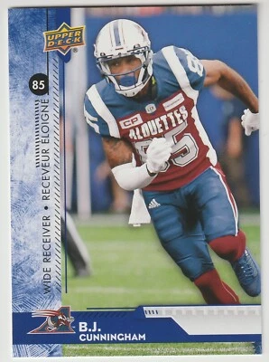 2018 UD CFL B.J. Cunningham #3 Blue Parallel Montreal Alouettes Michigan State - Image 1 of 2