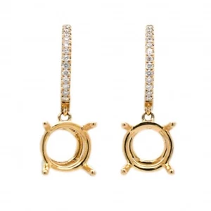 Ohrring halb montiert rund 8 mm in 14k Gelbgold mit Diamantakzenten (39778) - Bild 1 von 4