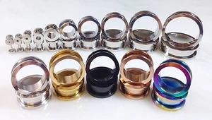 PAIR Surgical Steel Screw Fit Tunnels Plugs Gauges Earlets - choose your color! - Picture 1 of 1