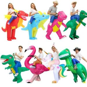 Adult Kids Inflatable Dinosaur Blow Up Outfit Ride Costume Cosplay Fancy Dress 1