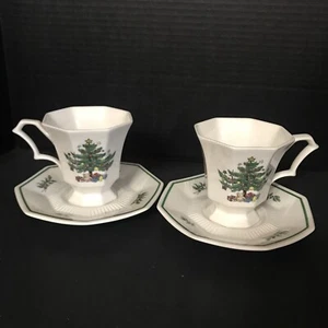 2- Nikko Footed Cup &Saucer Chirstmastime - Picture 1 of 6