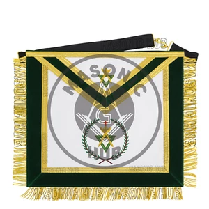 Handcrafted Allied Masonic Degrees (AMD) Sovereign Master Apron – Gold Fringe - Picture 1 of 7