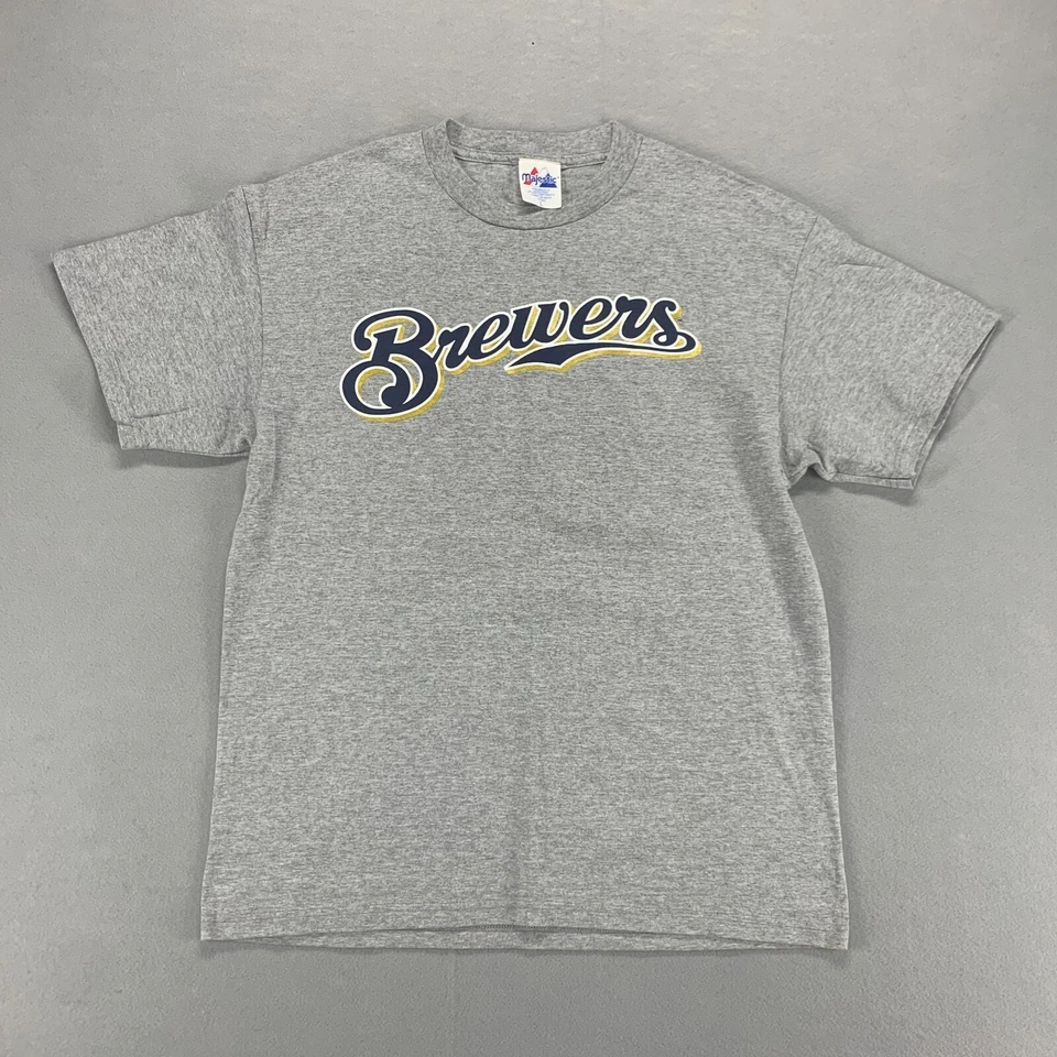 Camisa de jardinero Príncipe de los Cerveceros de Milwaukee para mujer grande gris béisbol MLB majestuosa Foto 1 de 4