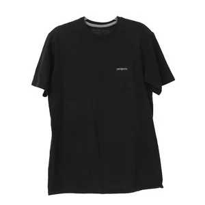 PATAGONIA Line Ridge Logo Pocket Responsibili-Tee M Crew Black EUC B83 - Picture 1 of 6