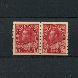 #127 two cent carmine pair coils perf 8 vertical VF MLH Cat $120 Canada mint - Picture 1 of 1