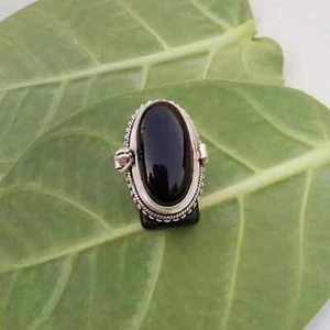 Schwarzer Onyx Gift Ring 925 Sterling Silber Handarbeit Ring Damen Securty Box Ring - Bild 1 von 9