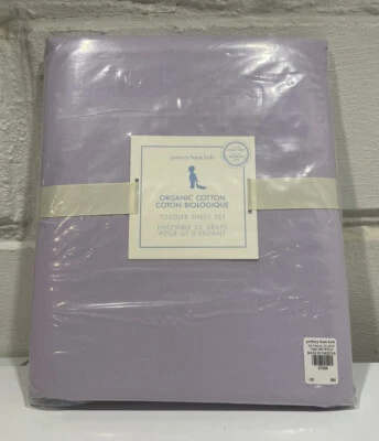 NEW Pottery Barn Kids Organic Cotton Sheet Set Toddler Size Purple / Lavender Foto 1 de 3