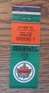 A. SANSREGRET SUPERTEST GAS STATION 1940s TAX STAMP MATCHBOOK COVER: JOLIETTE -B - Picture 1 of 3