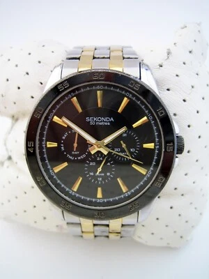 SEKONDA WATCH SPORT MENS 1583 STAINLESS STEEL BRACELET QUARTZ GENUINE - Image 1 of 4