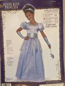 Silver Blue Princess Costume Kids Girls Medium 8-10 Ball Gown Sparkle Brand New 