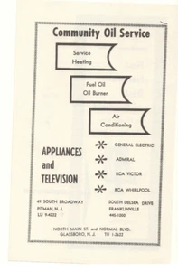 1966 Community Oil Service Appliances & Television Advertisement Pitman, NJ - Picture 1 of 1
