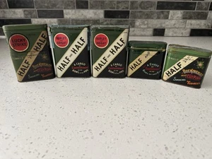 VINTAGE ADVERTISING EMPTY HALF AND HALF VERTICAL POCKET TOBACCO TIN LOT 1930 - Picture 1 of 23