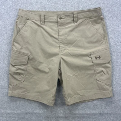 Pantalones Cortos de Carga Under Armour Hombres 40 Tostado Caqui Sueltos Ripstop Heatgear Performance Foto 1 de 4