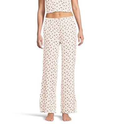 Pantalones de salón Free People Fresh In Love, blancos/rosa, talla L - solo pantalones Foto 1 de 4