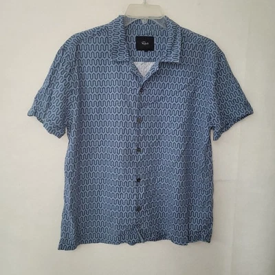 Rails Shirt Mens Large Waimea Wishbone Blues Geometric Button Up Short Sleeve - Image 1 of 4