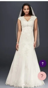 Davids Bridal Wedding Dress Ivory T3299 Sz 12 NWT MSRP $849 - Picture 1 of 14