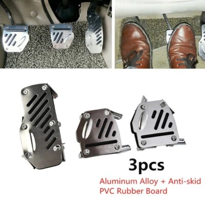 3PCS/Set Car Anti-Skid Accelerator Foot Pedals Pad Cover For Brake Clutch Silver - Image 1 of 2