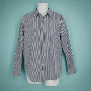Theory Size Medium M Blue Essential Button Down Hartman Stripe Collared Shirt - Picture 1 of 5