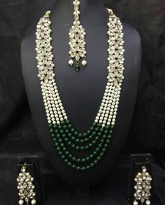 Indian Pearl Necklace Earrings Ethnic Wedding Gold Plated Fashion Jewelry Set - Picture 1 of 1