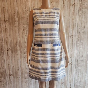 TOMMY HILFIGER Womens Navy/Ivory Sleeveless Above The Knee Shift Dress 2 - Picture 1 of 8